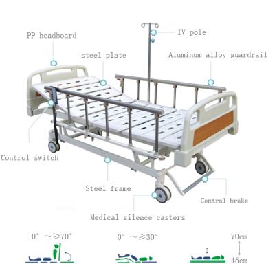 Медицинская трехфункциональная стальная электрическая кровать для пациента